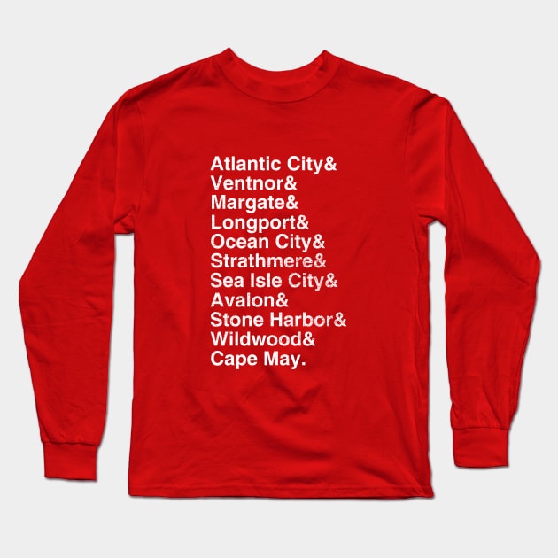 South Jersey Beaches List (distressed) Long Sleeve T-Shirt by GloopTrekker